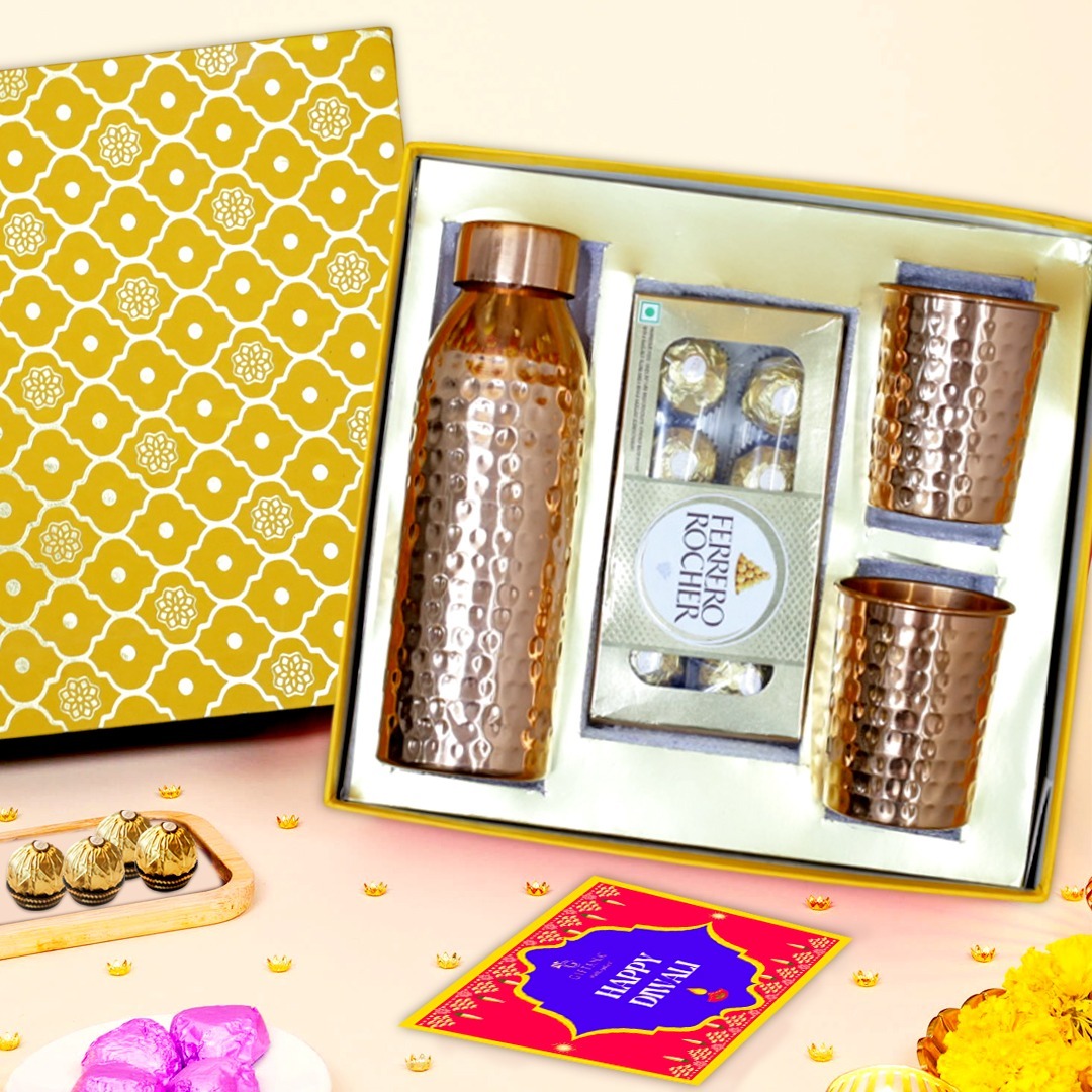 Giftana's Diwali Copper Bottle Gift Set